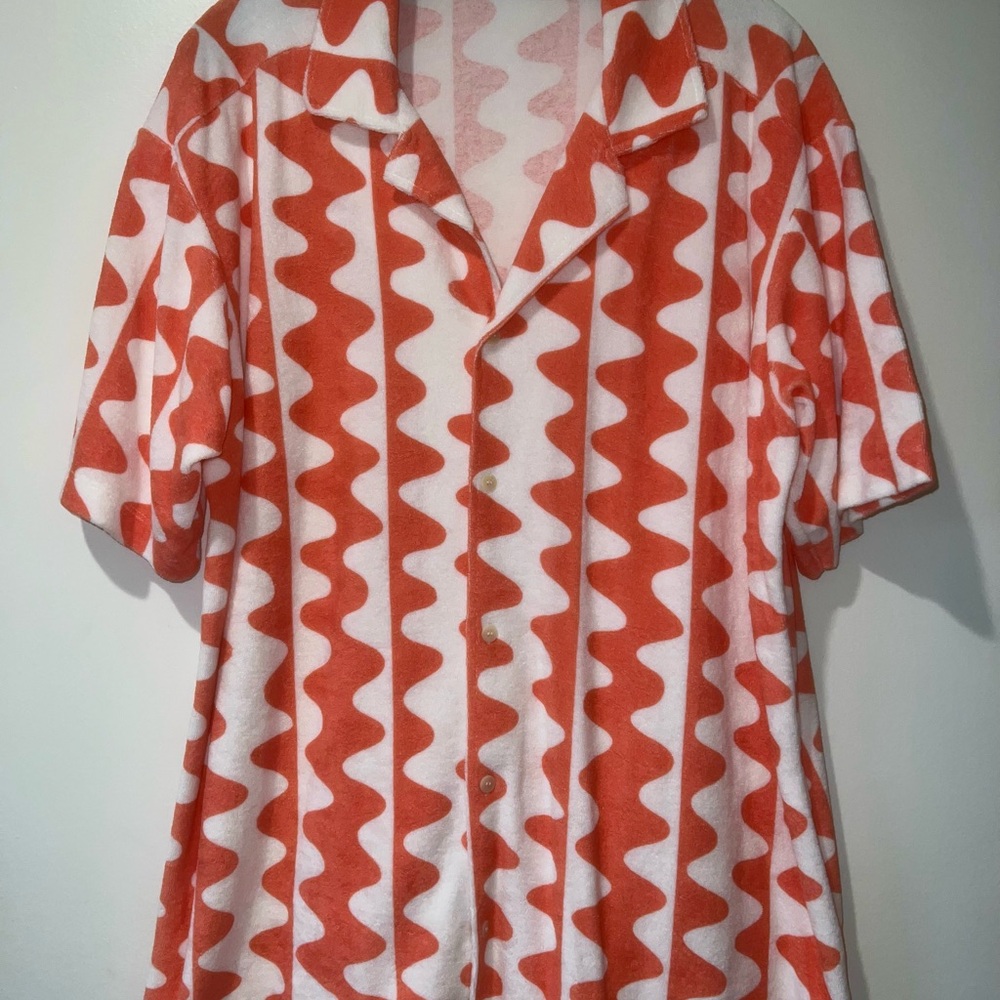 Zara Men’s Terry Clothlike Casual Button Down Shirt